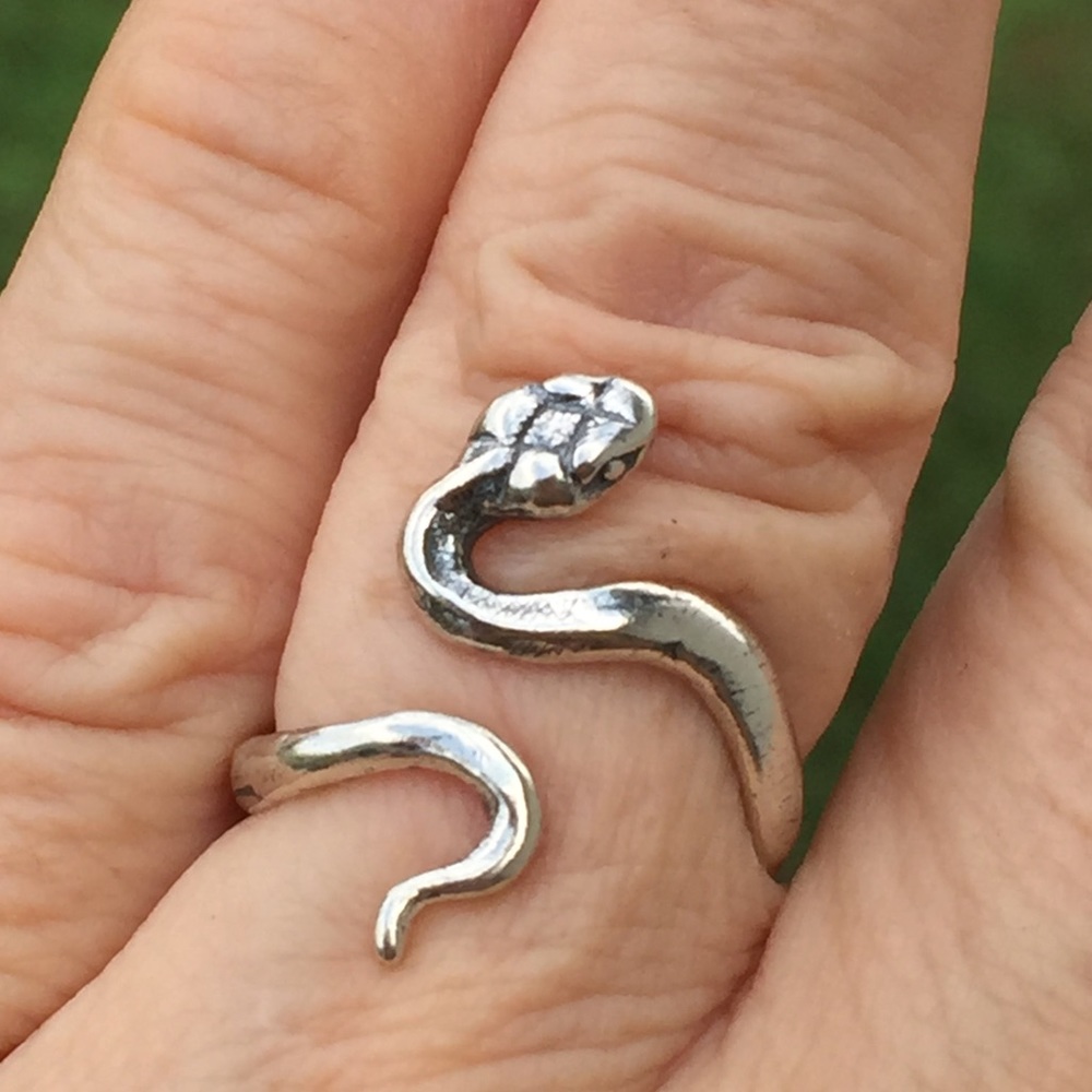 Snake Ouroboros Ring solid .925 Sterling Silver Adj 6 - 9 serpent made in USA